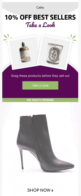 example of an email graphic with a stacked design